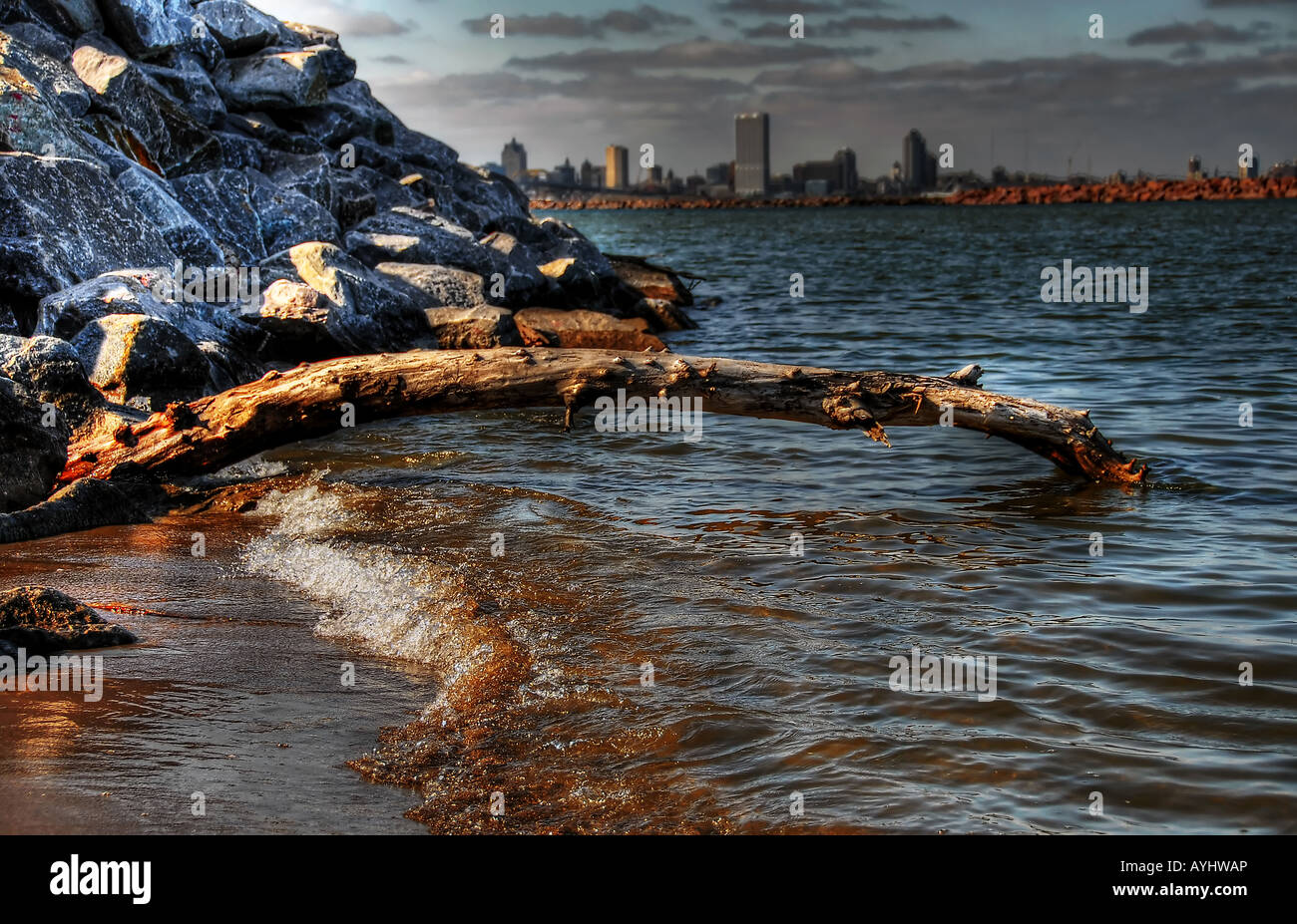 Lake Michigan and Milwaukee skyline Stock Photo