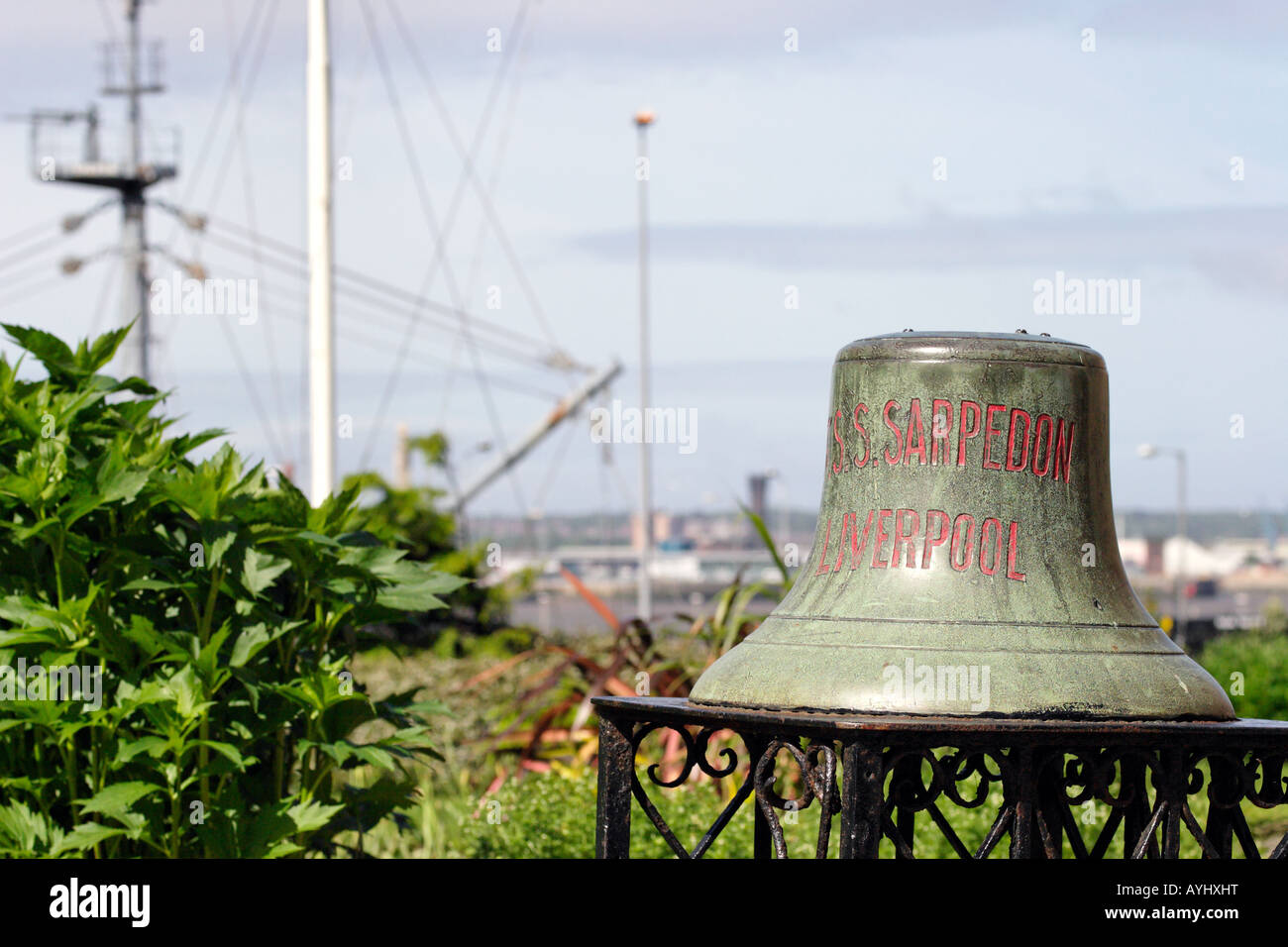 Maritime ships bell near the docks in Liverpool Stock Photo Alamy