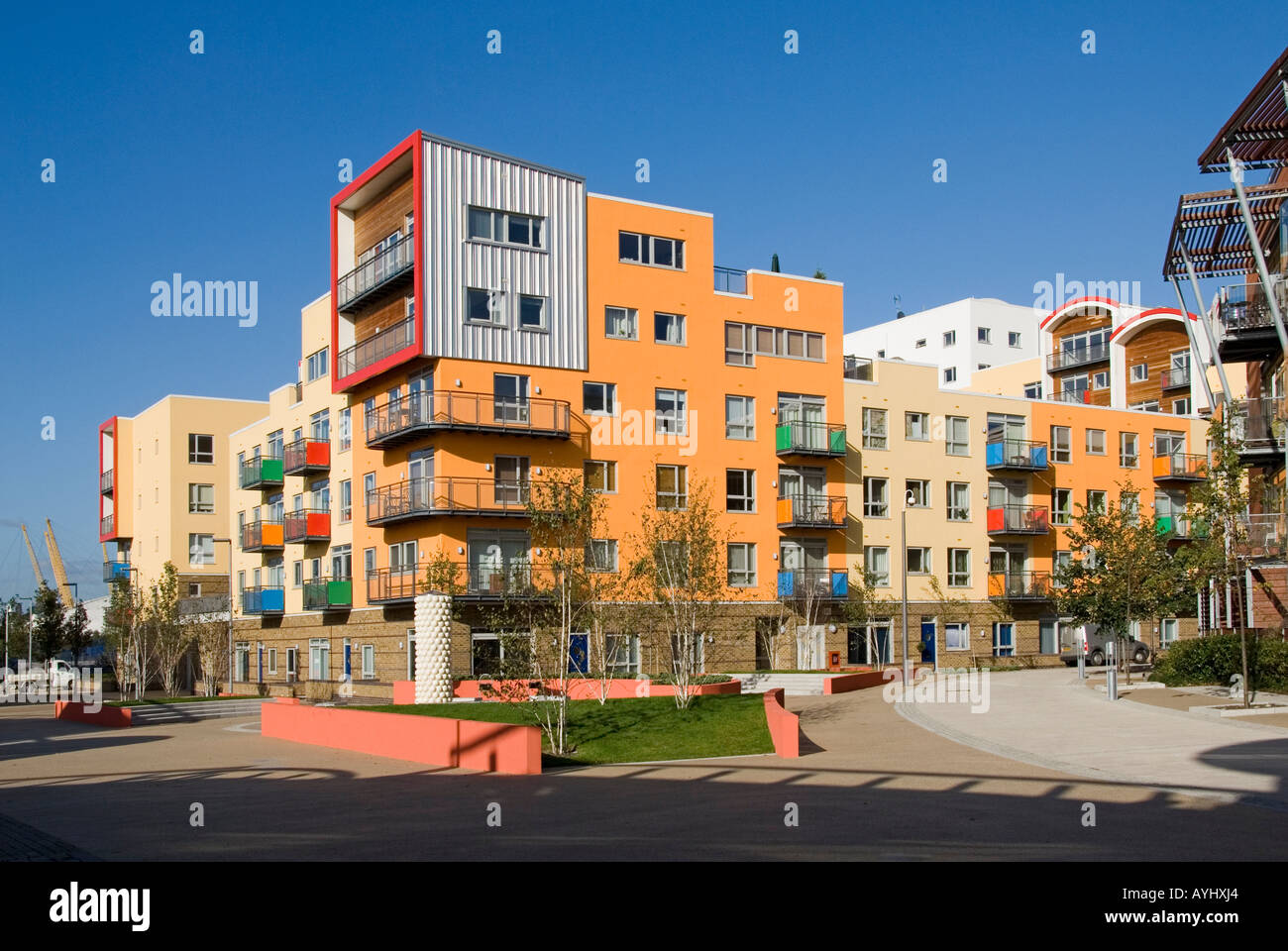 Greenwich Peninsula housing development with part of Dome beyond Stock