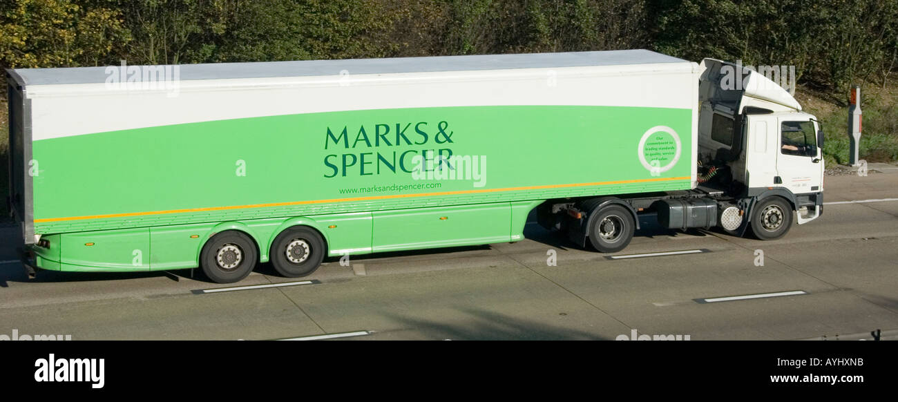 Marks Spencer M&S delivery lorry and trailer on UK motorway Stock Photo