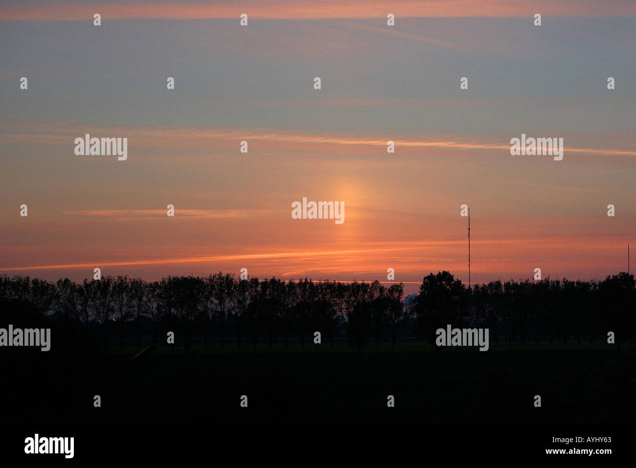 Sonnenaufgang Allermoehe Stock Photo