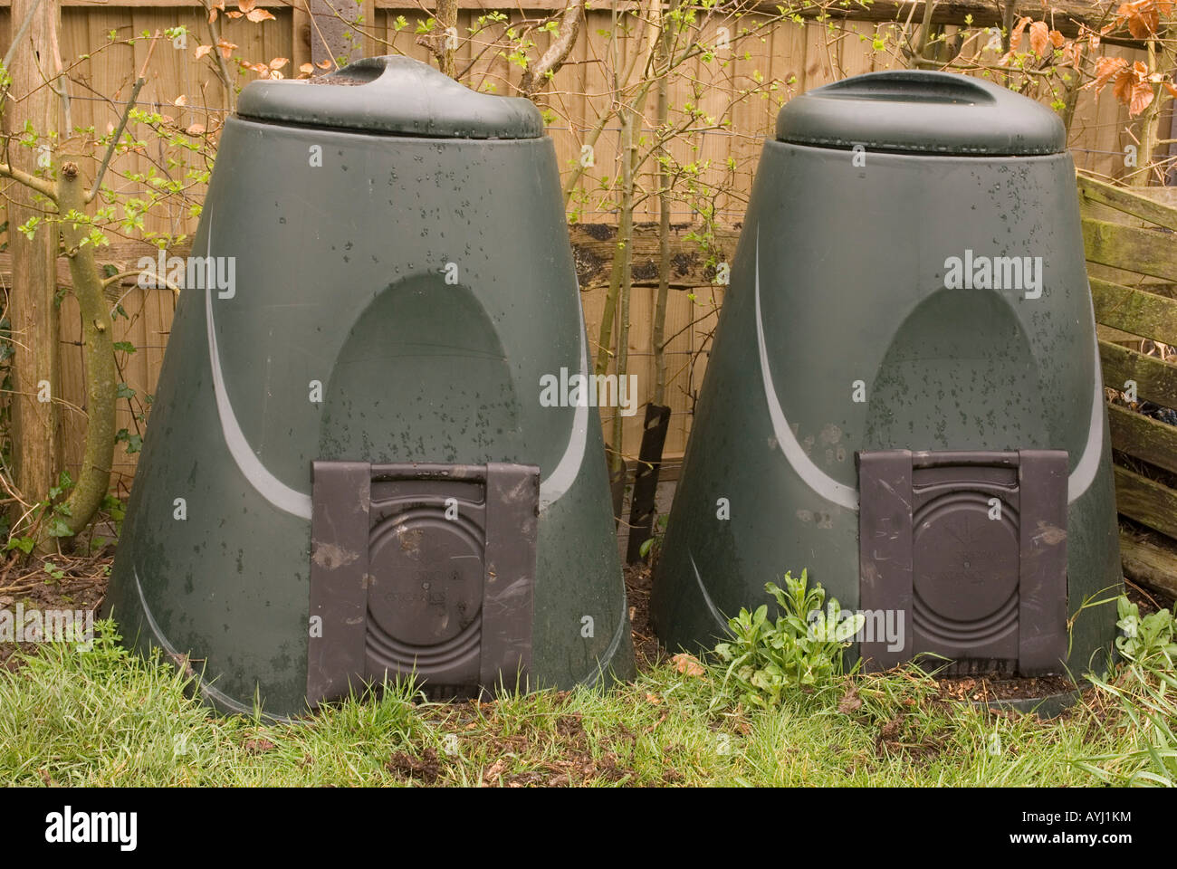 Compost bins in a garden Stock Photo Alamy