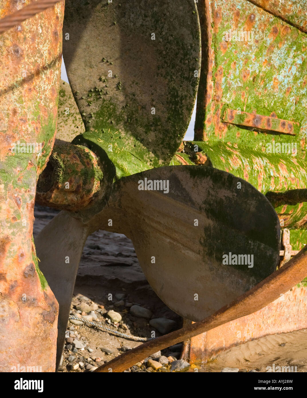 A view of a propeller of a boat Stock Photo