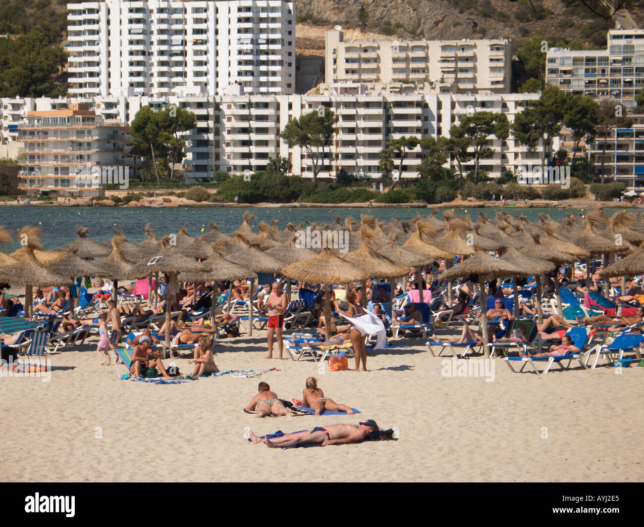 Santa Ponsa Bay and beach scene Ponent Region Majorca Spain Stock Photo -  Alamy