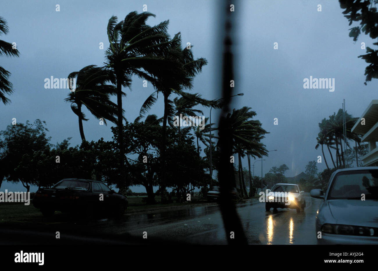 Tonga tropical hurricane storm is hitting the island Stock Photo