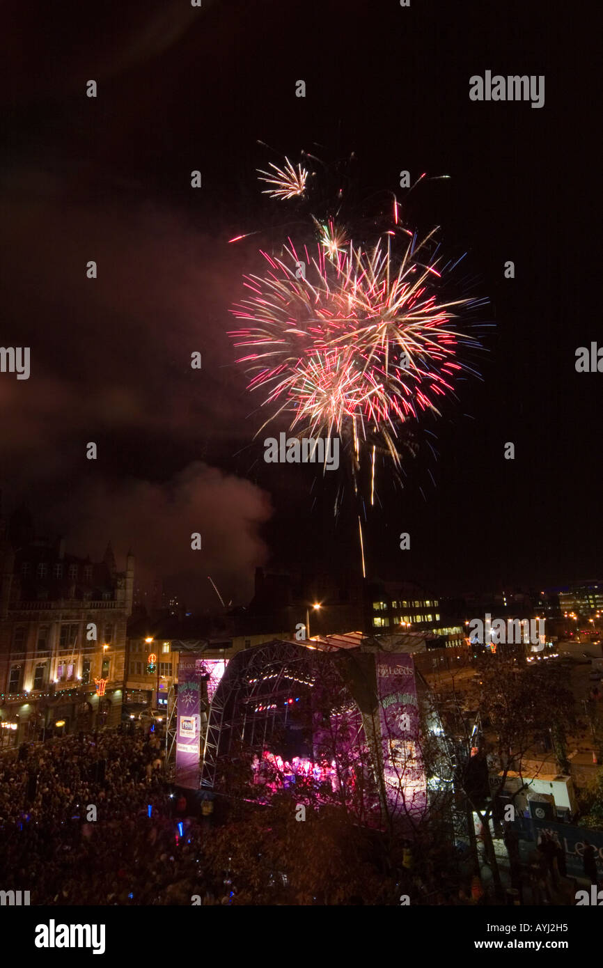 Firework Display over Leeds City Centre for the switching on off the