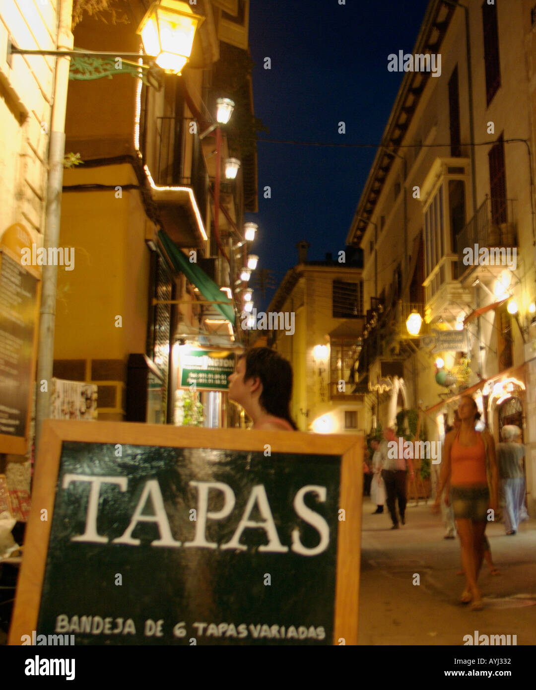 Palma Nightlife, Eating Out and Street Scene, Palma, Mallorca, Spain Stock Photo