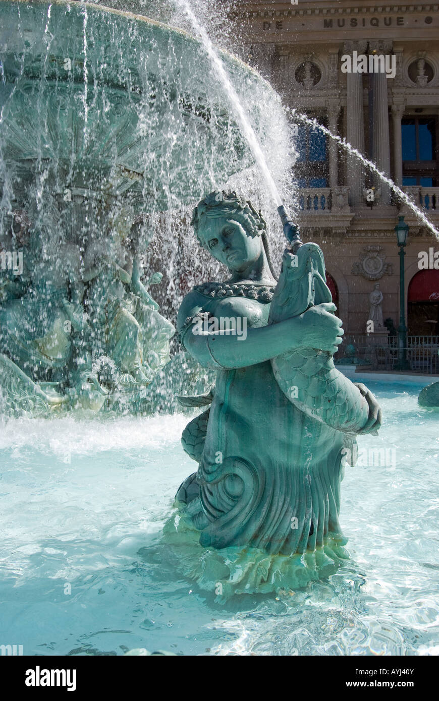 Water Mermaid in the fountains of Paris Hotel Las Vegas Nevada USA Stock Photo