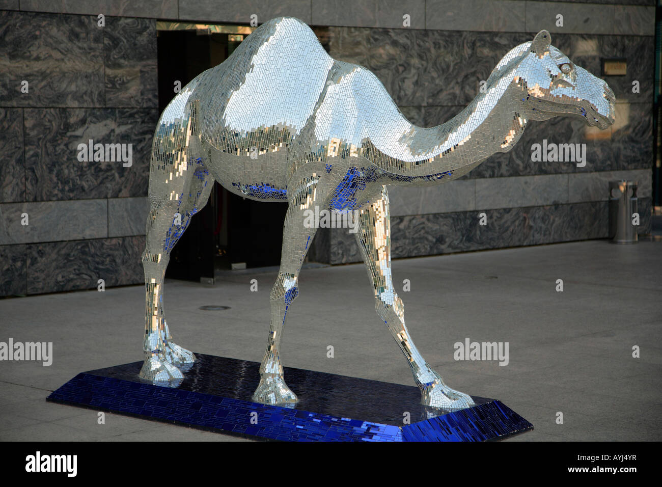 United Arab Emirates Dubai Sheikh Zayed Road camel statue Stock Photo