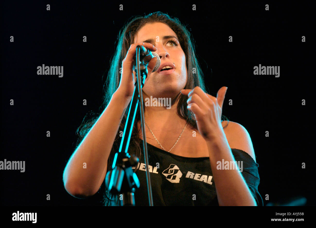 Soul jazz singer Amy Winehouse performing at the Brecon Jazz Festival