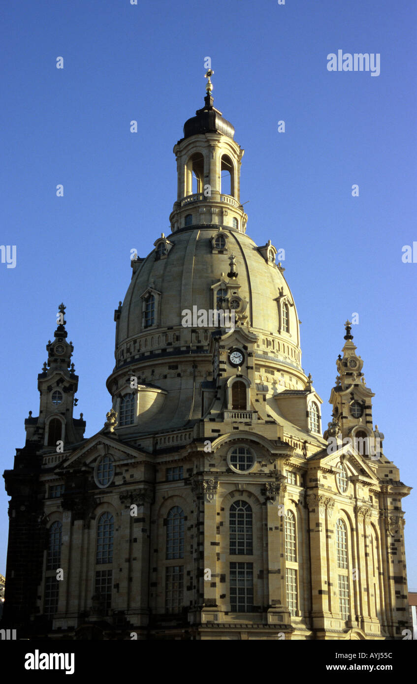 Dresden Frauenkirche church in morning sunshine Stock Photo