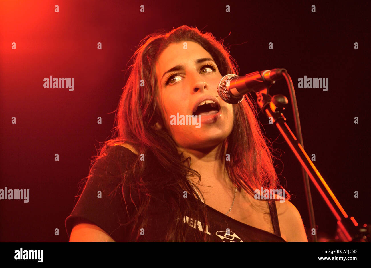 Soul jazz singer Amy Winehouse performing at the Brecon Jazz Festival Powys Wales UK GB Stock Photo