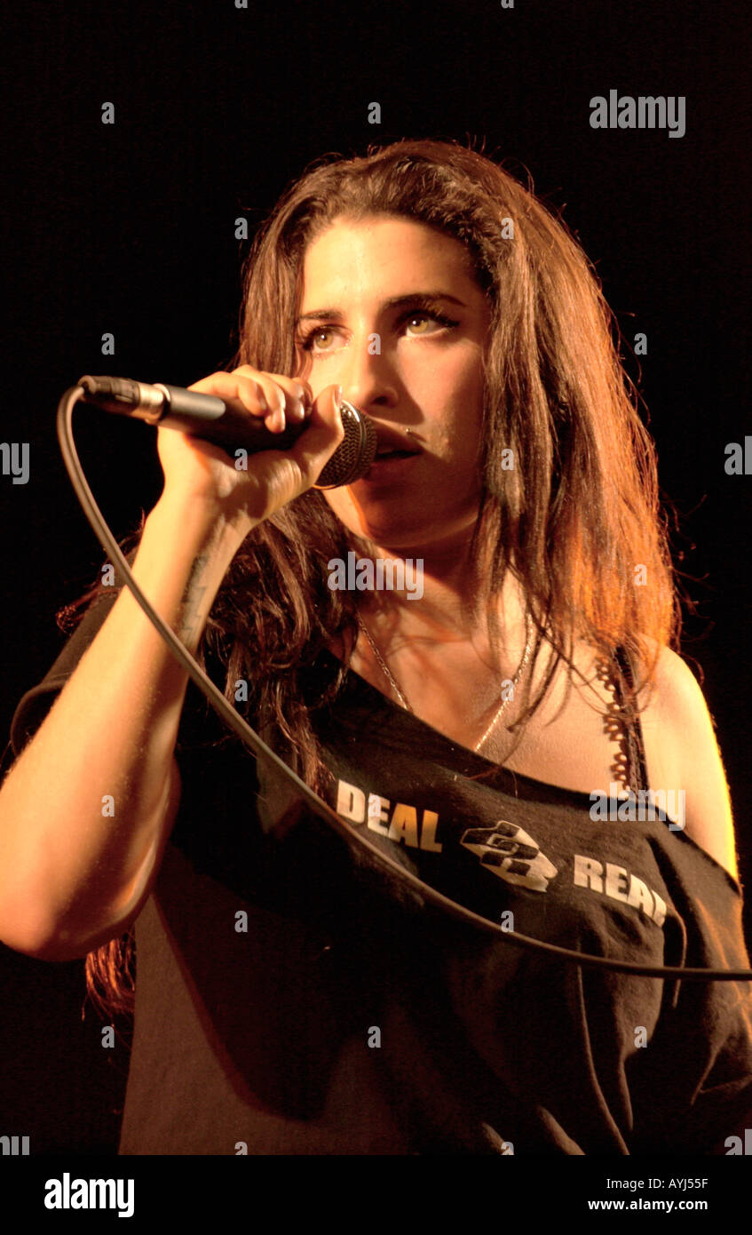 Soul jazz singer Amy Winehouse performing at the Brecon Jazz Festival Powys Wales UK GB Stock Photo