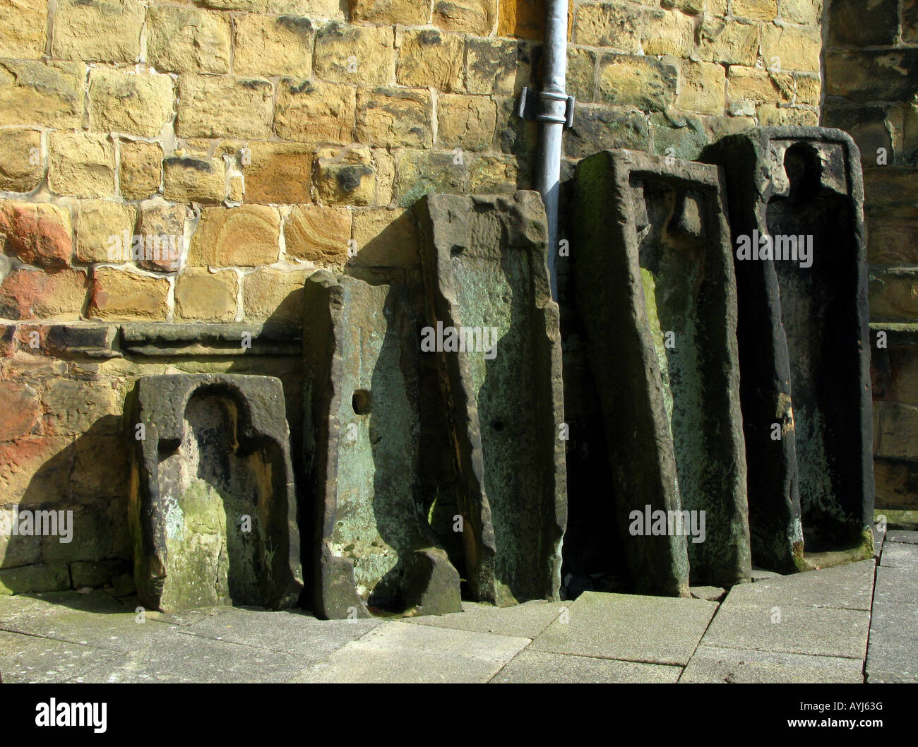 Old coffins Bakewell All Saints church Derbyshire Peak District National park, England Stock Photo