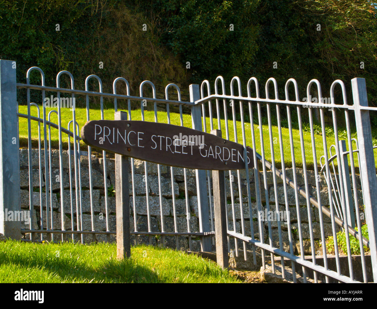 Sign post for Prince Street Gardens Falmouth Cornwall UK Stock Photo ...