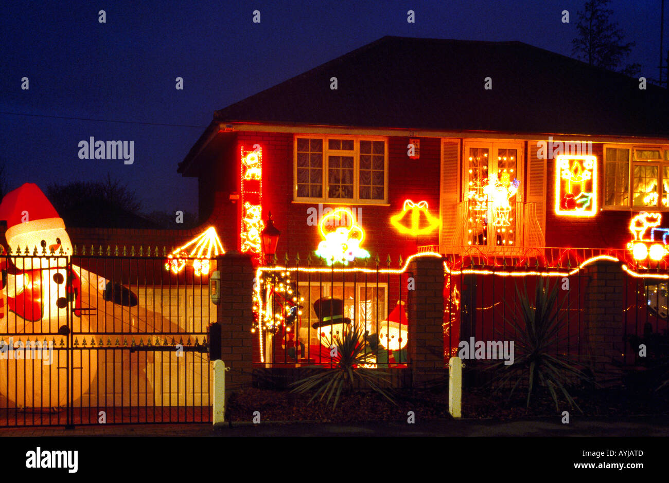 Christmas Lights on House Cheam Surrey England Stock Photo Alamy
