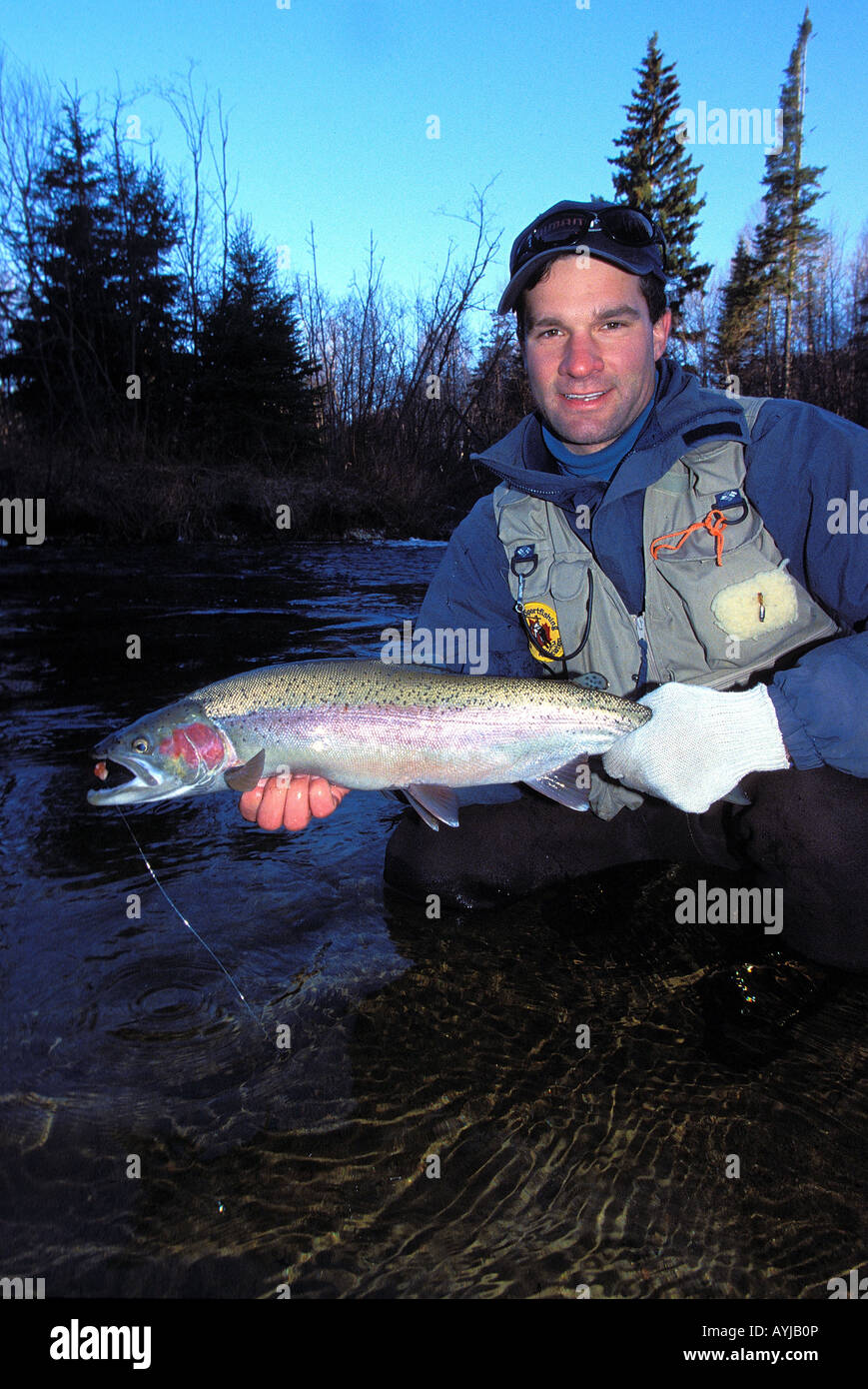 Steelhead angler lake superior hi-res stock photography and images