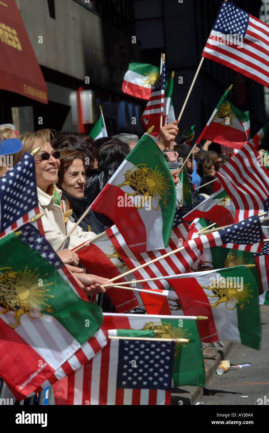 Iranian Americans watch the Persian Parade on Madison Ave in New York Stock Photo