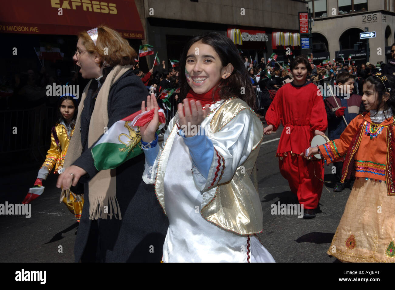 Iranian Americans march and perform in the Persian Parade on Madison Ave in New York Stock Photo