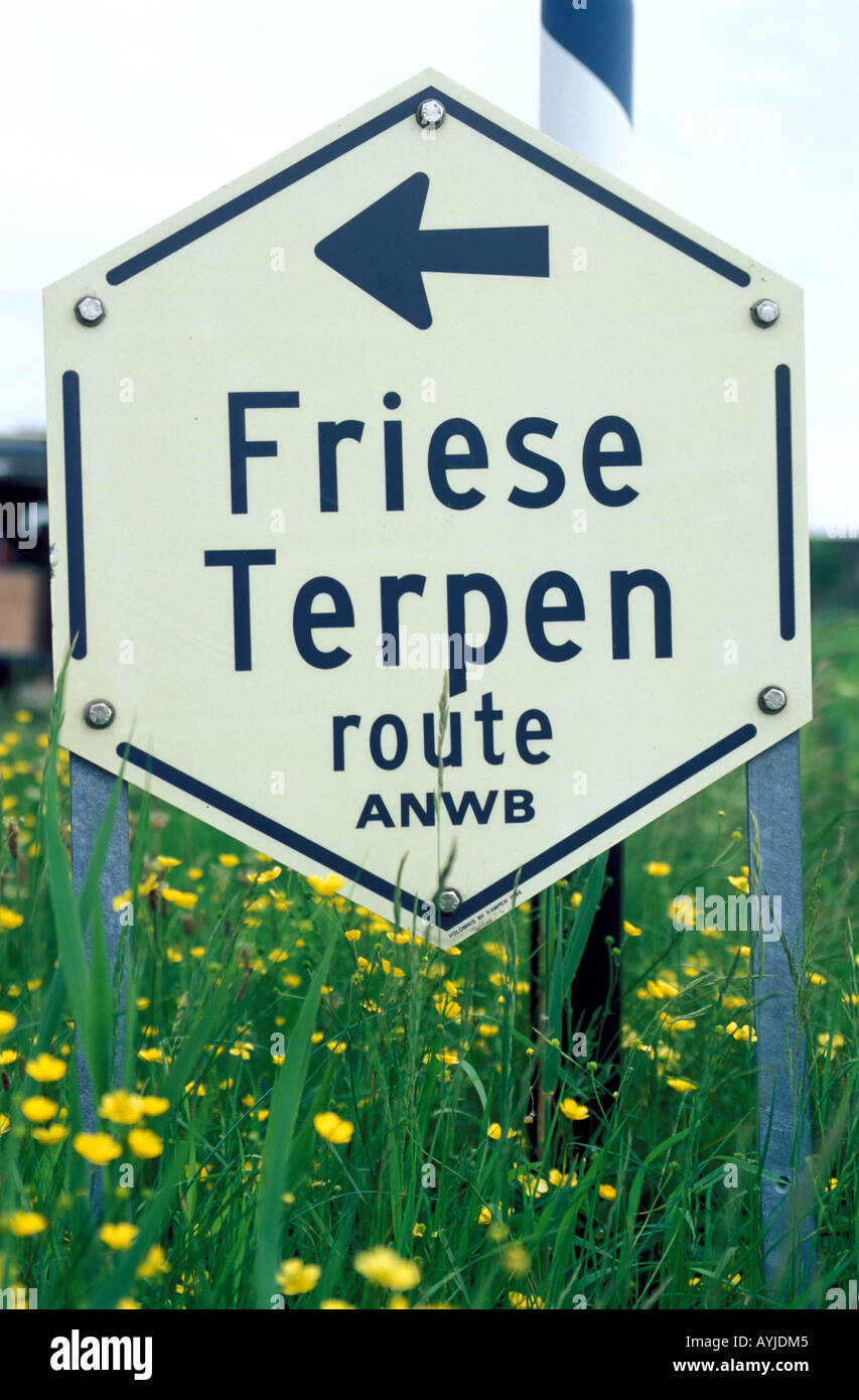 Friesland the anwb route sign Friese Terpen route Stock Photo - Alamy