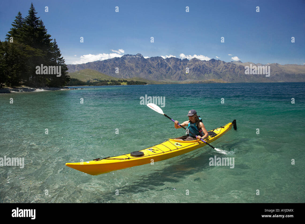 Kayak and The Remarkables Lake Wakatipu Queenstown South Island New ...