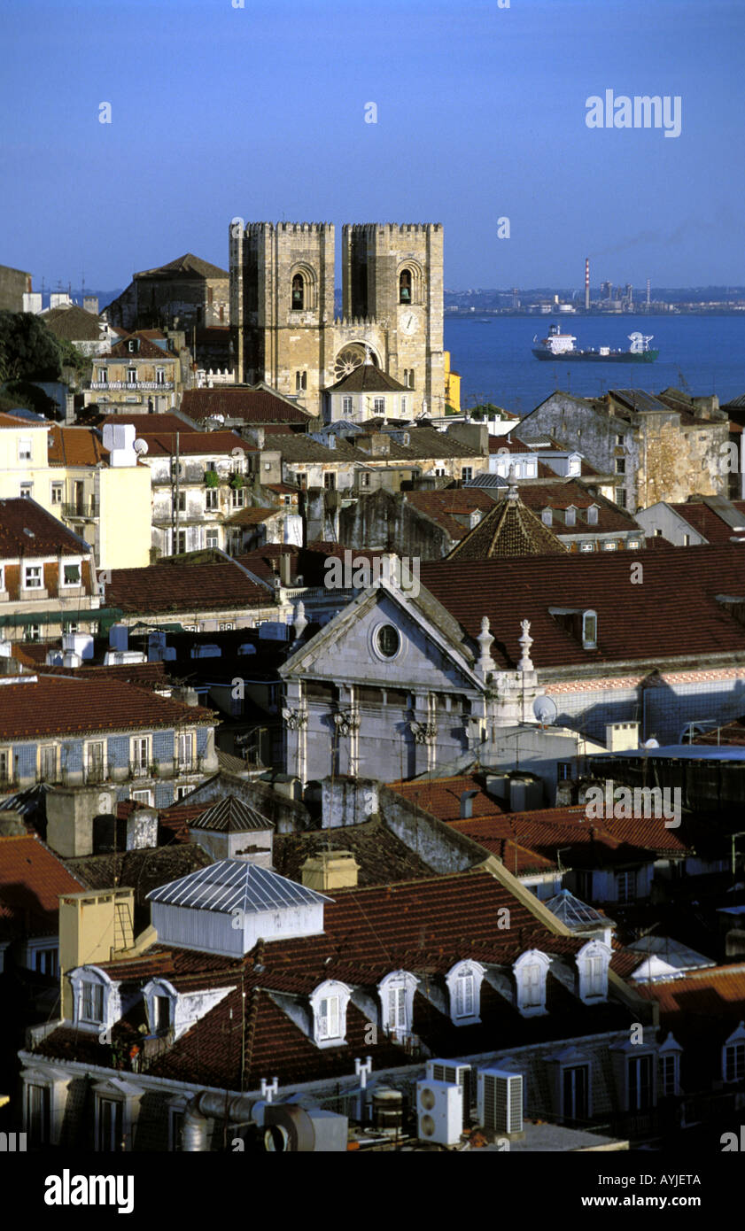 Lisbon Baixa and the cathedral of Se Stock Photo