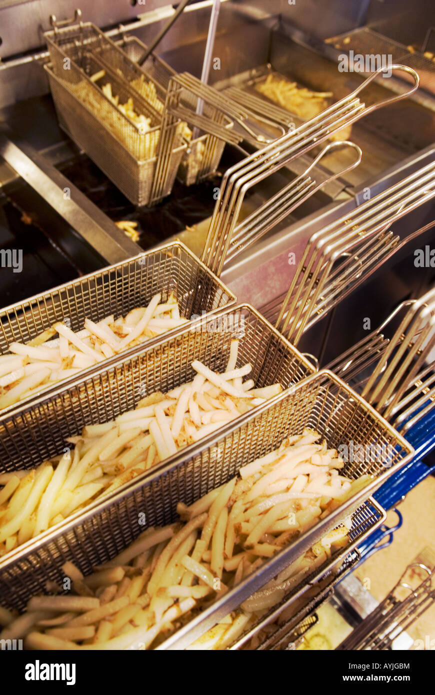 french fries in commercial kitchen Stock Photo Alamy