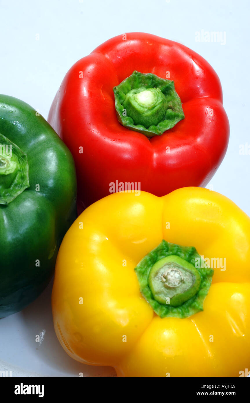 Red green and yellow sweet peppers Stock Photo - Alamy