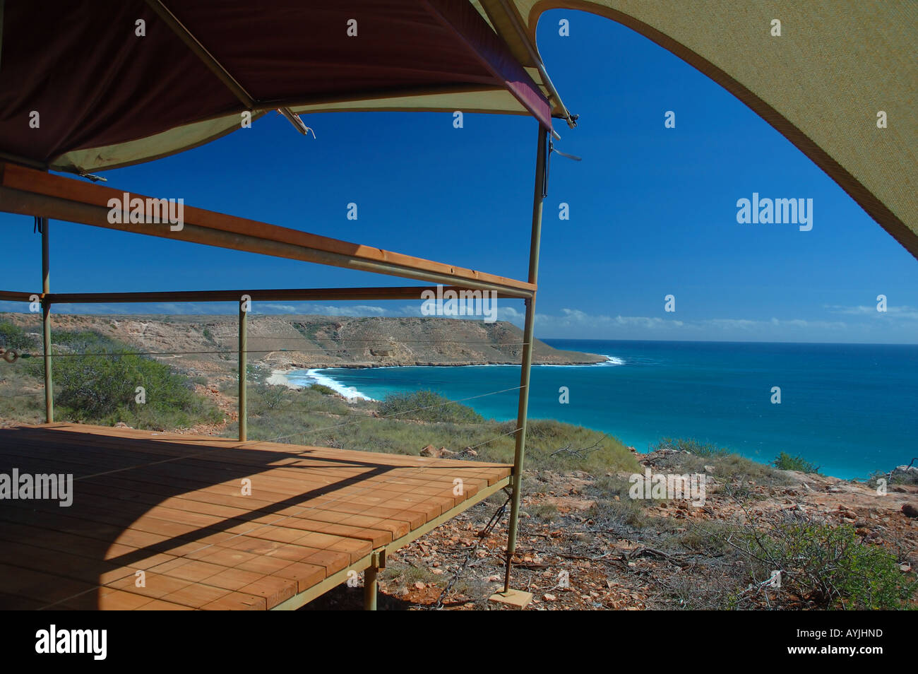 Safari tent style overlooking Red Bluff Ningaloo Reef Marine Park Western