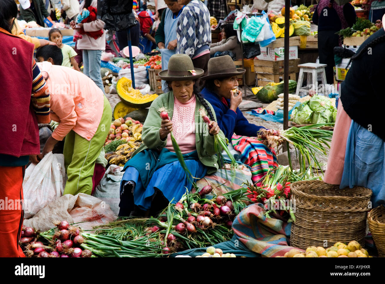 Vegetable market - Pisac, Peru. Stock Photo