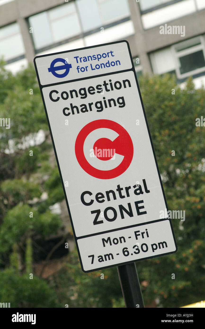 congestion charges sign in the congestion zone in the centre of the