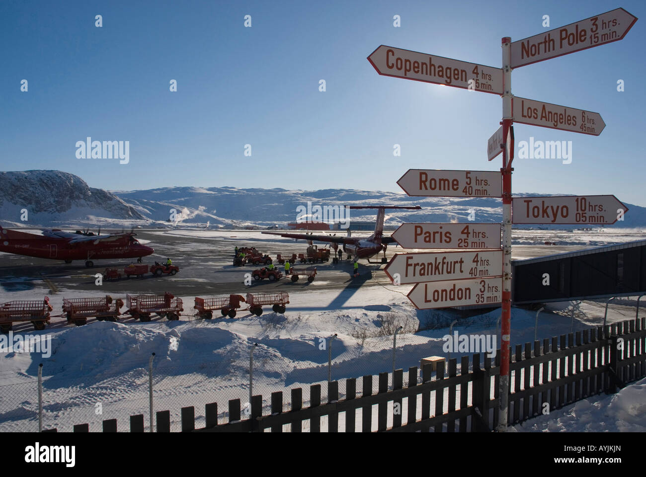 Kangerlussuaq Airport, north of the Arctic Circle in Greenland Stock Photo