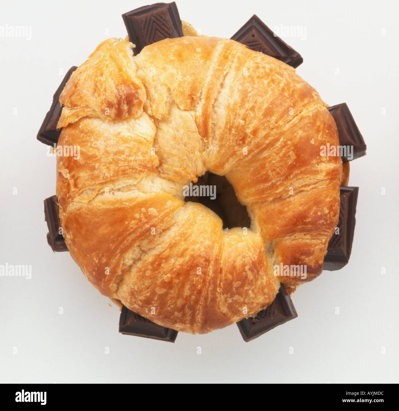 Croissant filled with chocolate Stock Photo