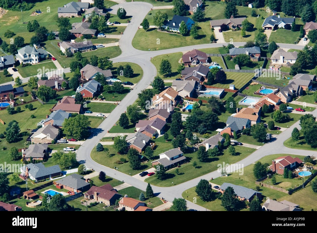 Aerial Photo of Houses of Subdivision Floyds Knobs Indiana Stock Photo