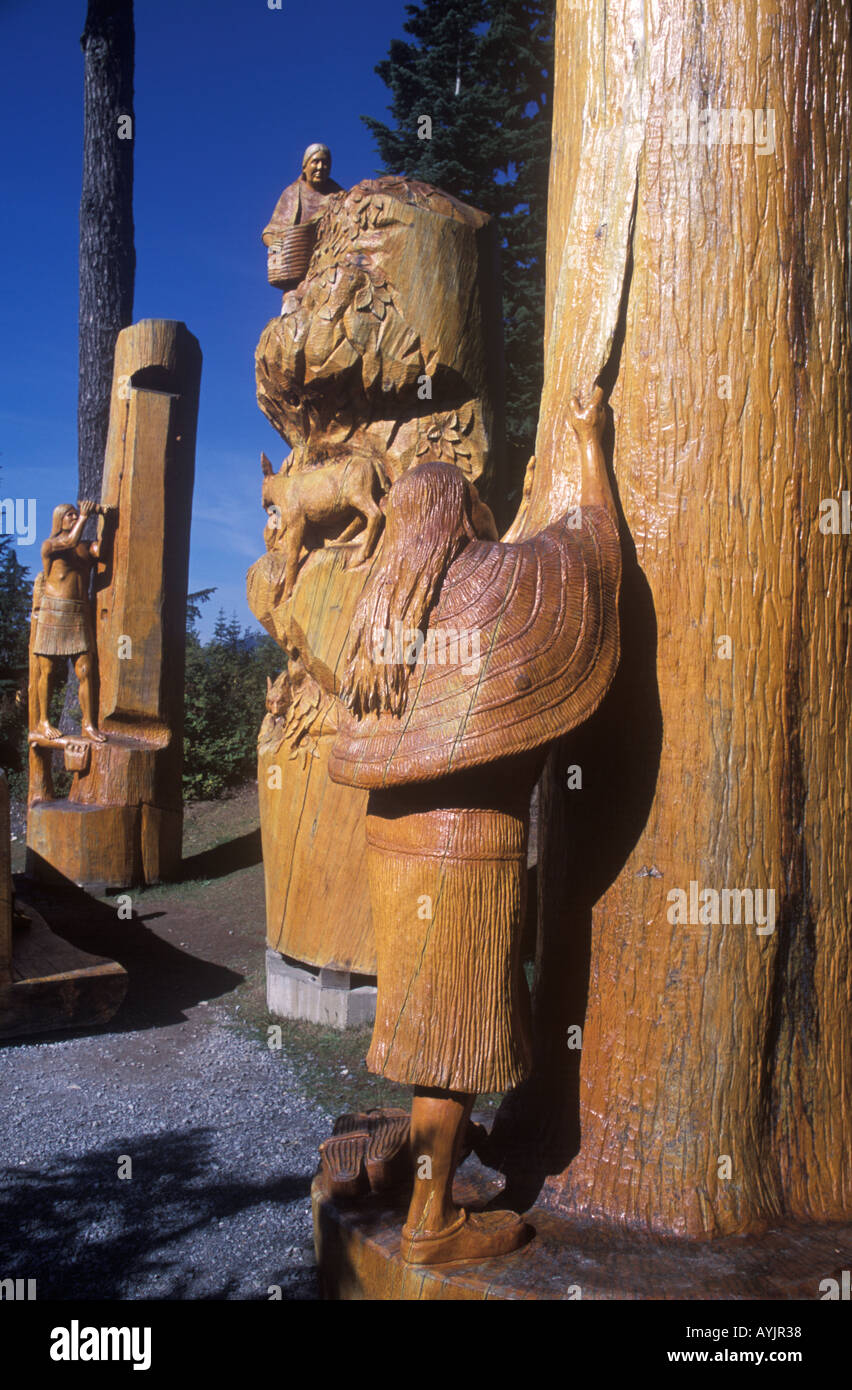 Tree sculpture Grouse Mountain Vancouver British Columbia Canada Stock