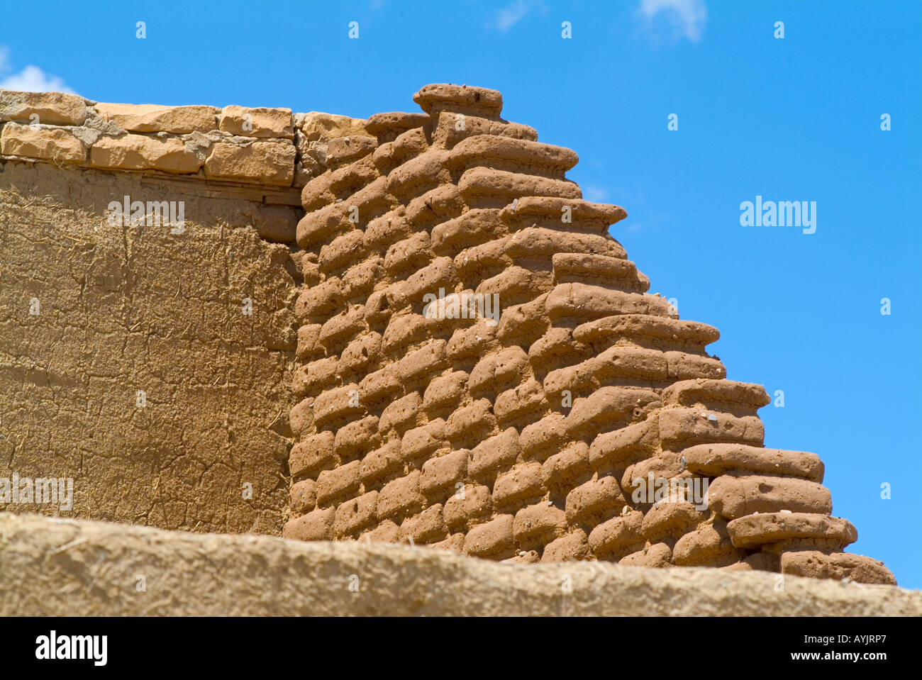 Adobe wall construction Stock Photo