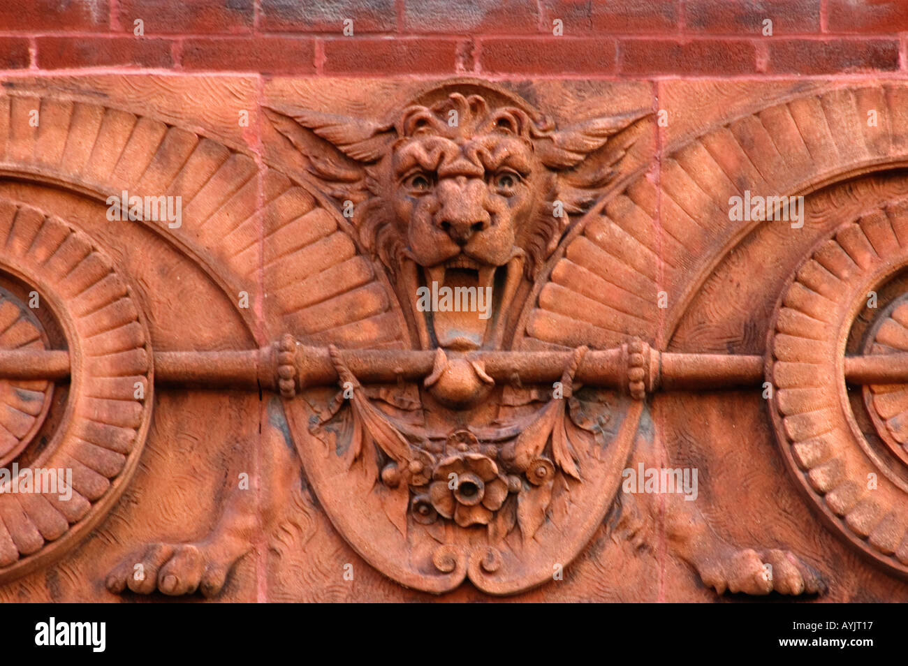 Architectural Detail of Lion On 19th Century Building Louisville Kentucky Stock Photo