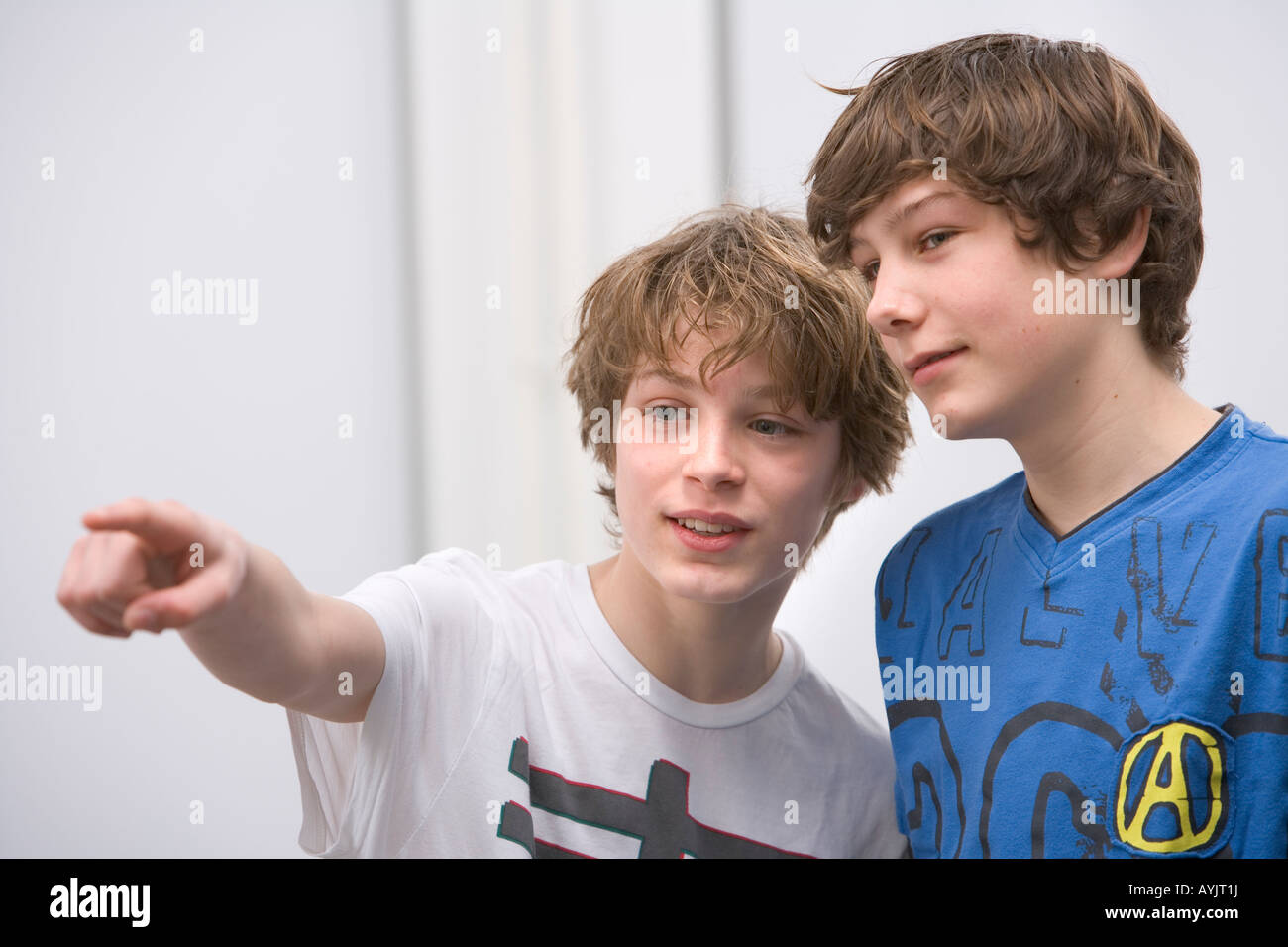 Talking teenager boys Stock Photo