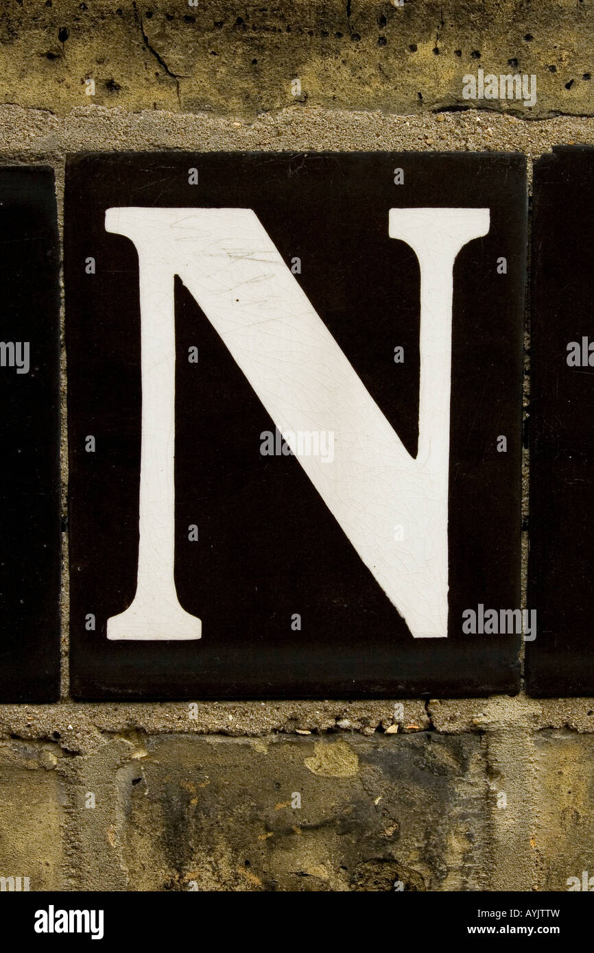The letter N from street sign London England UK Stock Photo