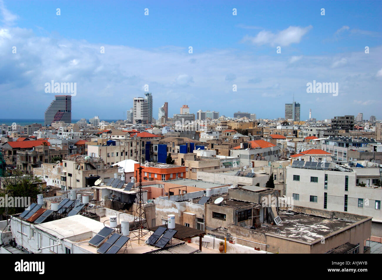 looking west towards the sea at the Tel Aviv Sky line as seen from the Shalom tower Stock Photo