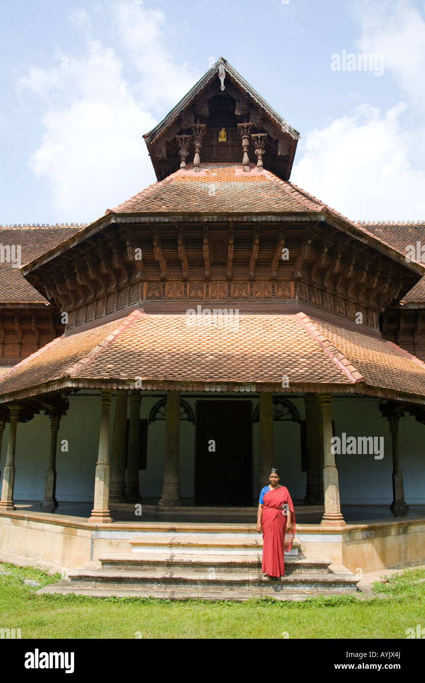 Woman posing outside Puttan Malika Palace Museum, Trivandrum, Kerala, India Stock Photo