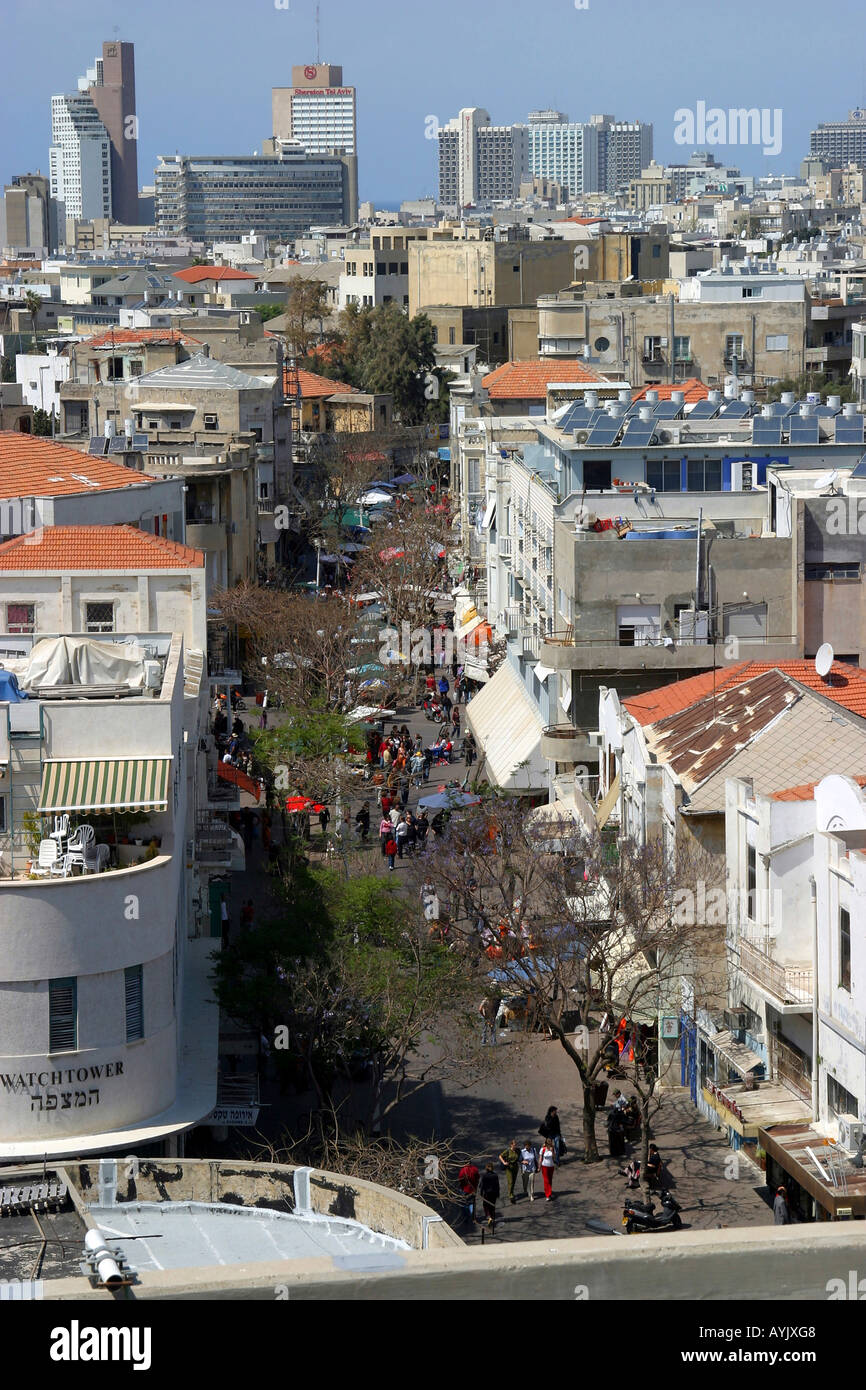 Nachlat Binyamin street as seen from the Shalom tower Stock Photo