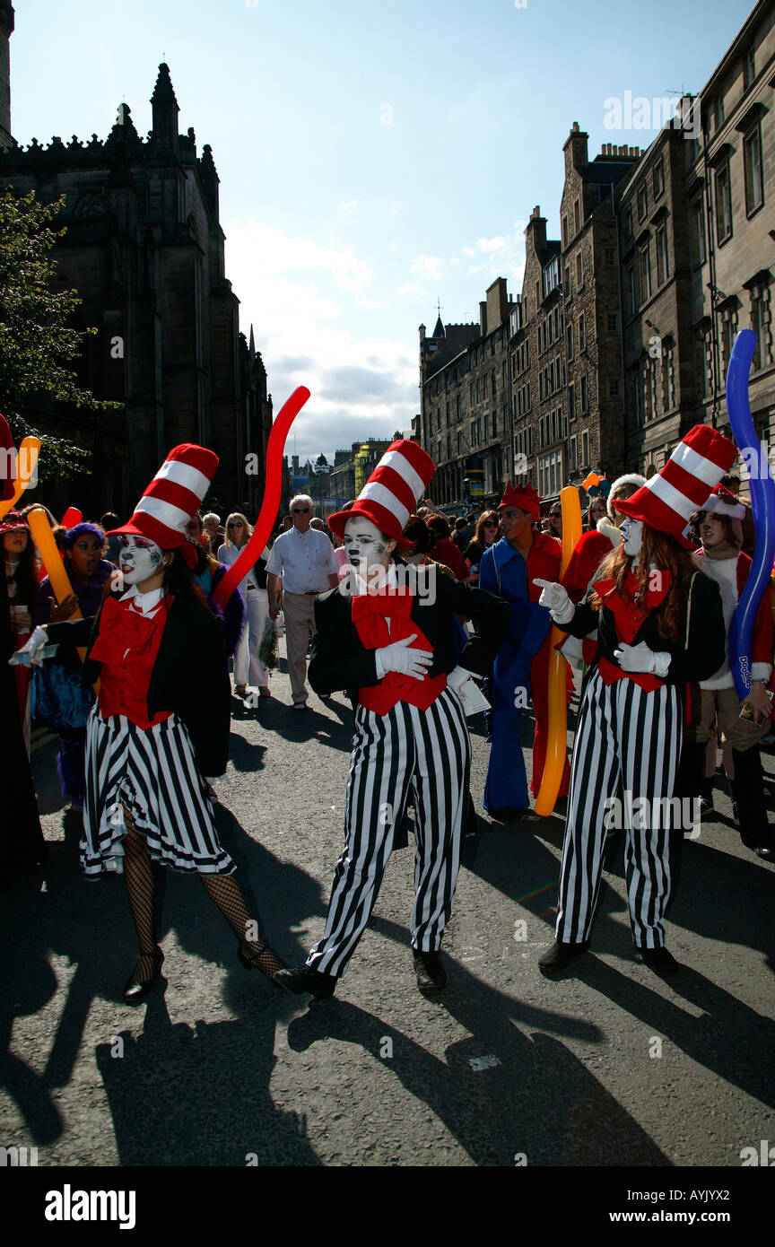 Female actors promoting their show, Edinburgh Fringe Festival, Scotland Stock Photo