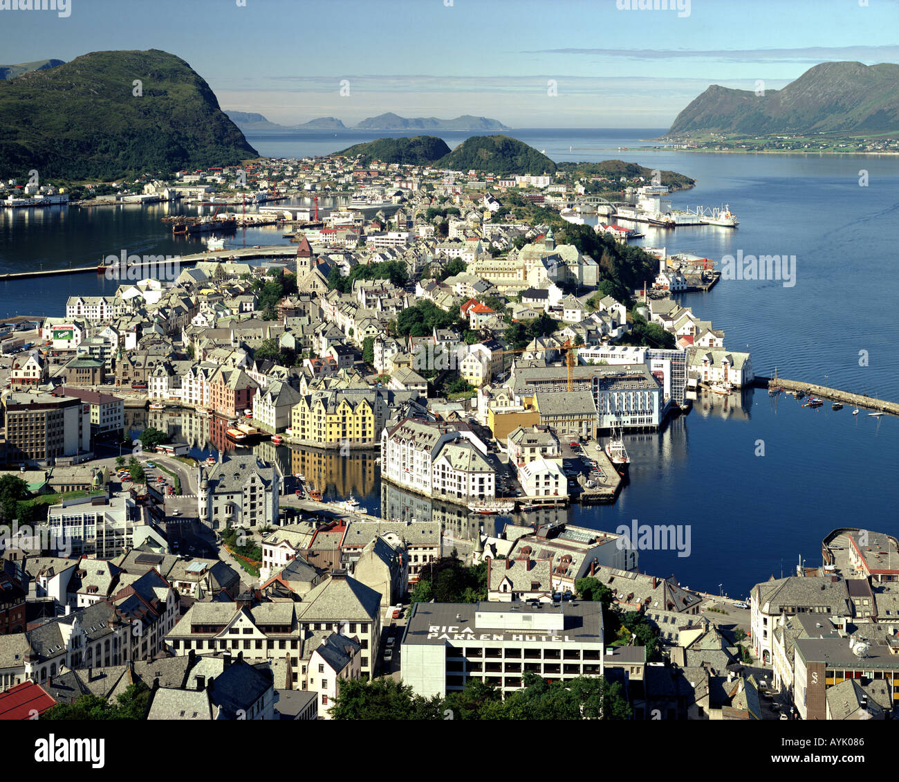 NO - MORE OG ROMSDAL: Alesund seen from Aksla Mountain Stock Photo