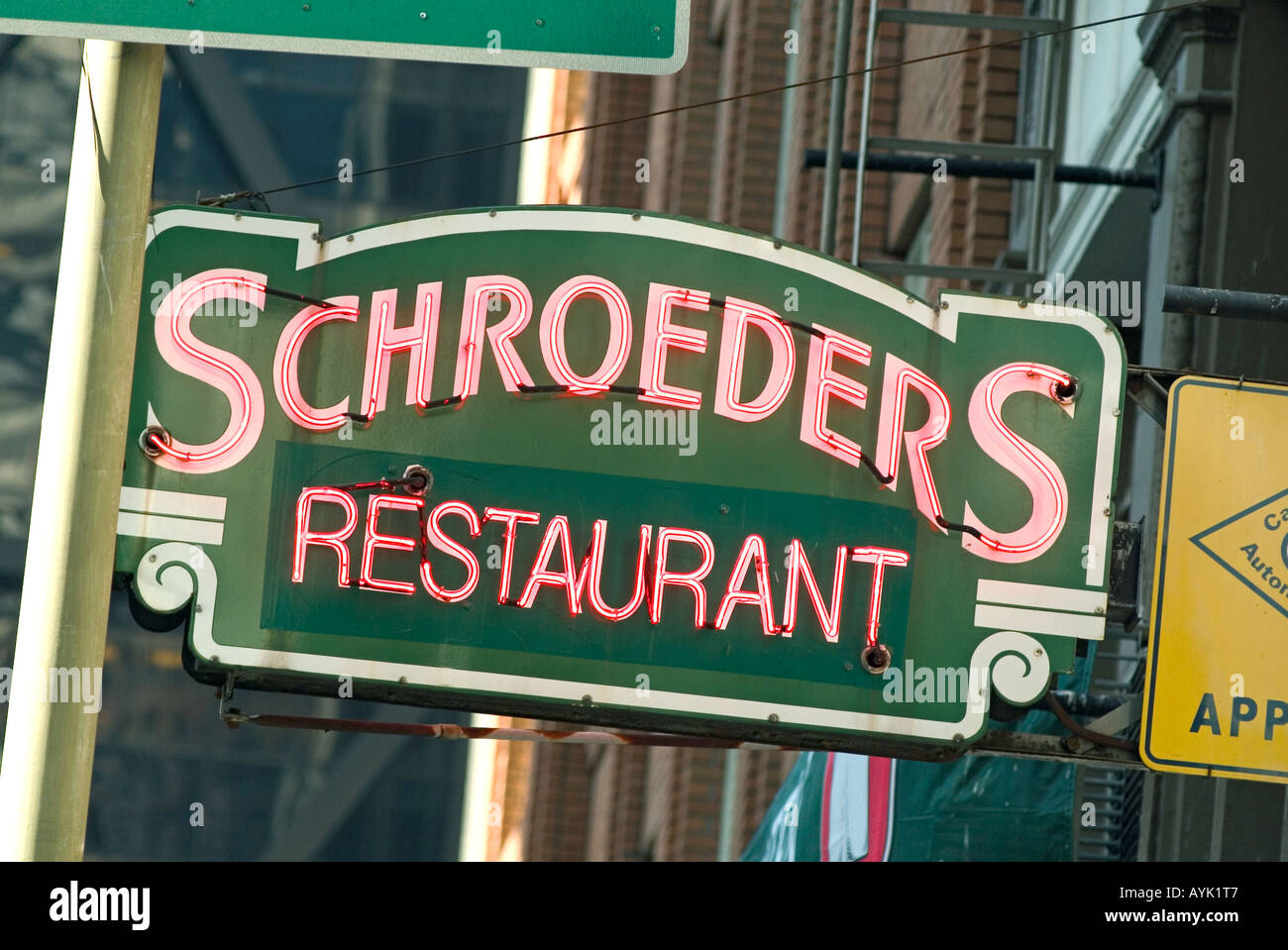 Schroeder s Restaurant Sign for the oldest German restaurant on the