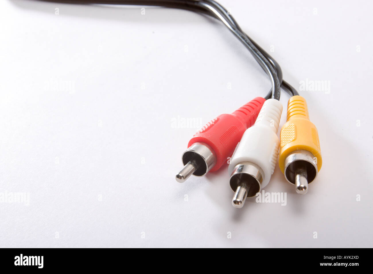 male plugs with cable on white background Stock Photo