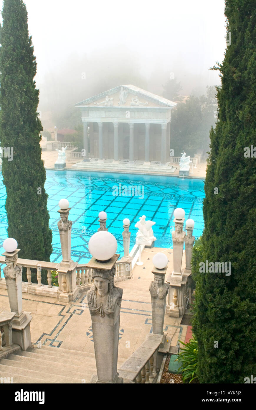 High angle shot of the Neptune Pool at Hearst Castle Mansion off of Highway 1 Pacific Coast California USA Stock Photo