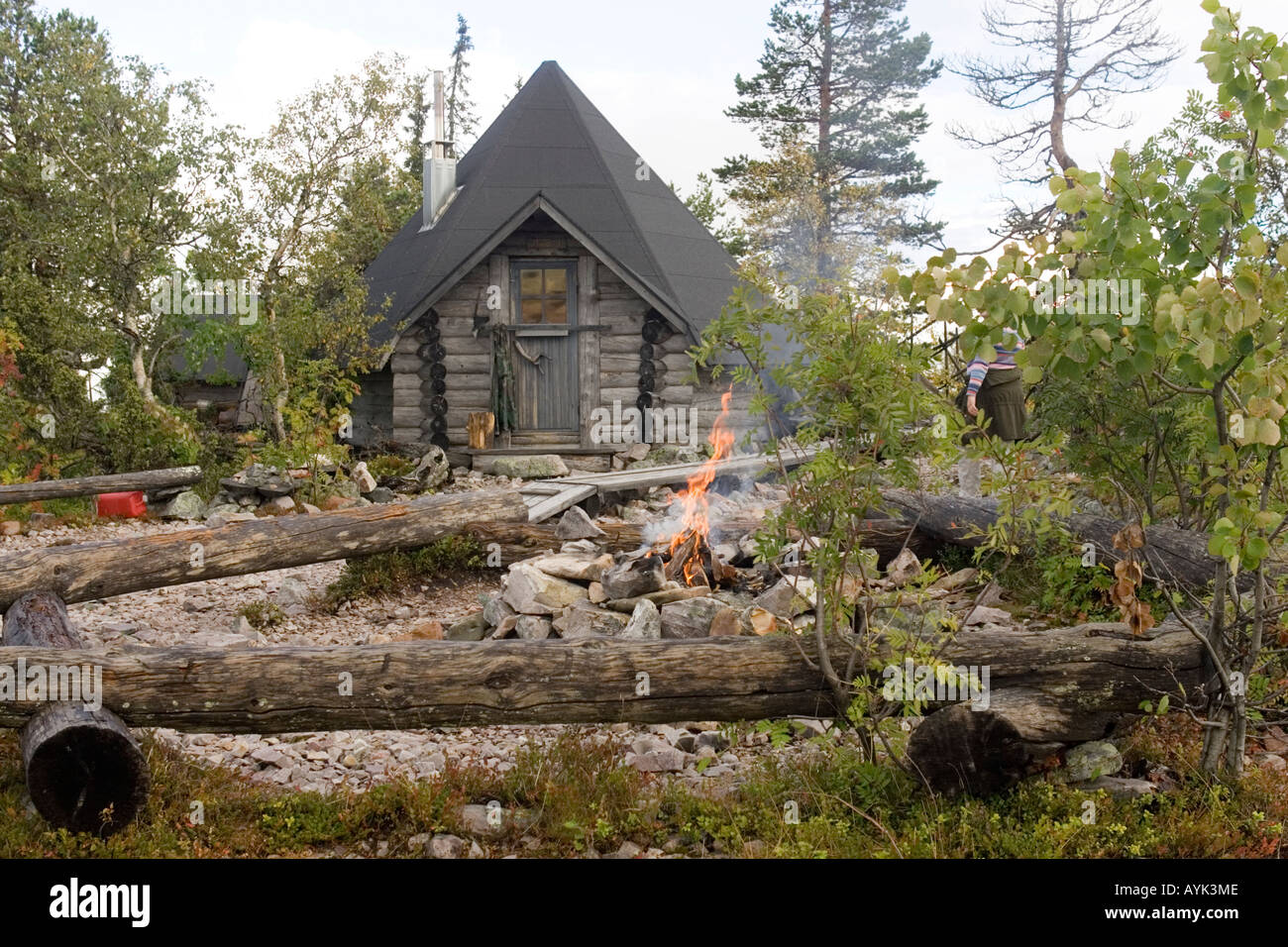 Log cabin Amethyst mine Pyha Luosto National Park Finland Stock Photo