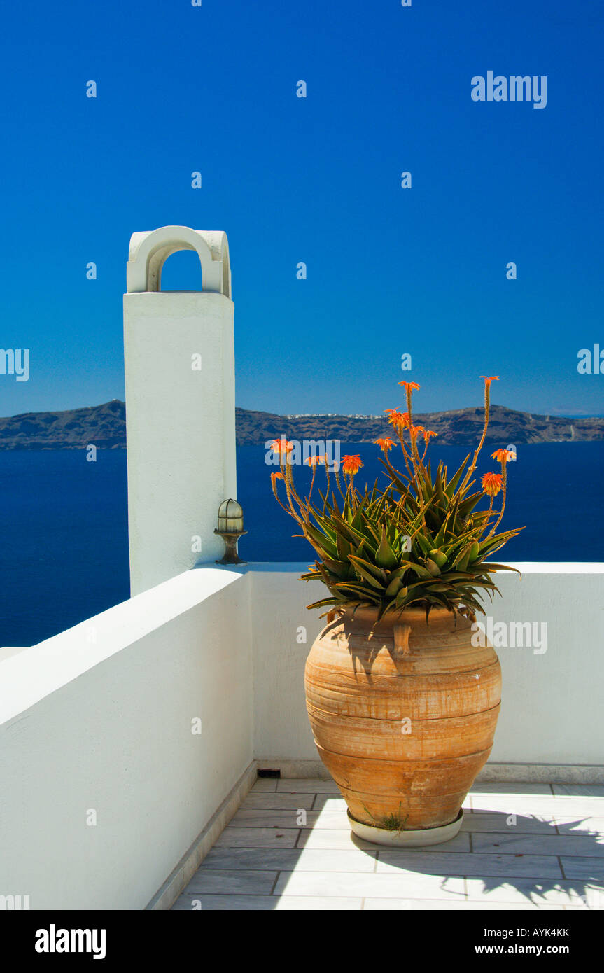 Apartment Patio And Pool Decor In The Village Of Fira On The Greek Island Of Santorini Greece Stock Photo Alamy
