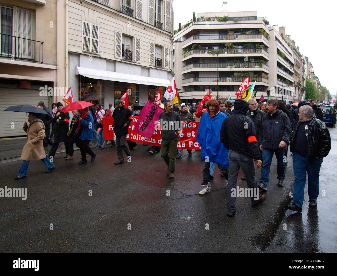 Peaceful demonstration by illegals and so called sans papiers in Saint Germain Paris France Stock Photo